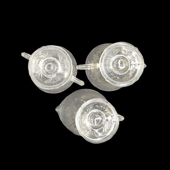 Hazel-Atlas ROYAL LACE Clear Depression Glass Footed Creamer, 2 Open Sugar Bowls - Picture 6 of 8